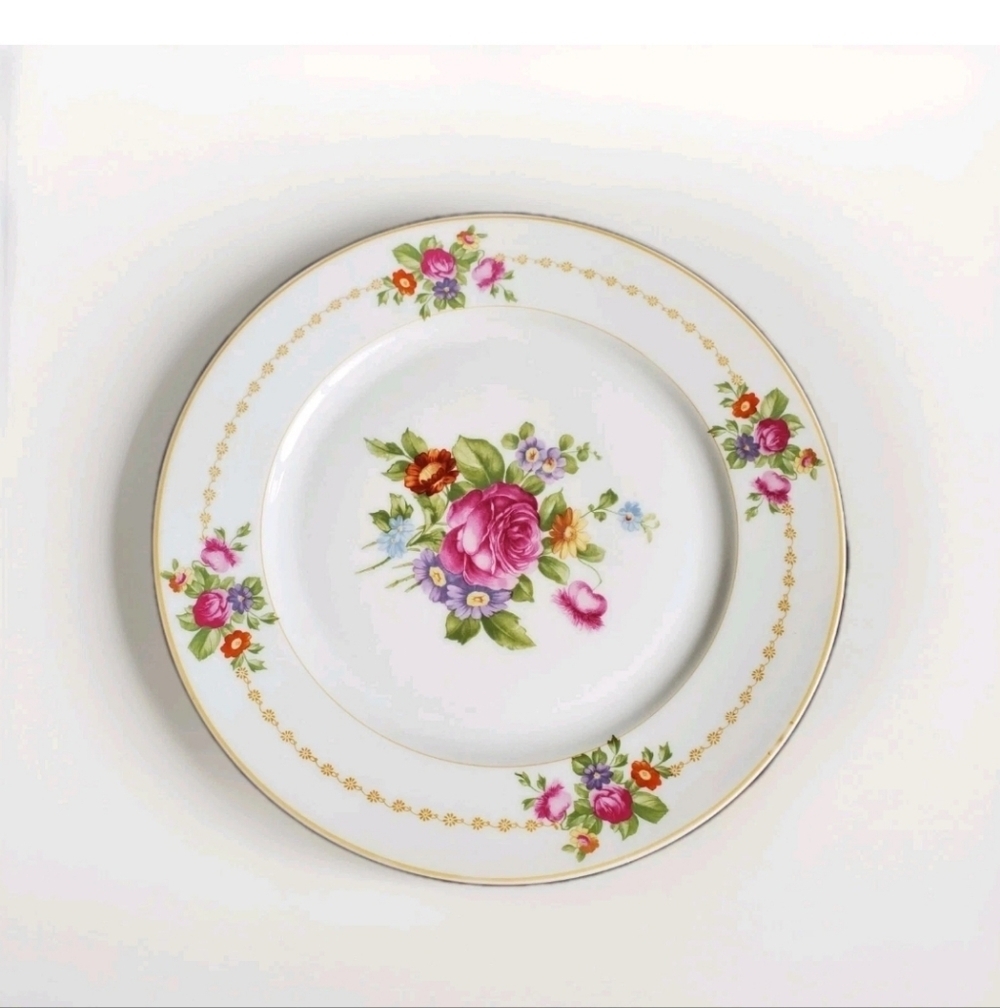 Antique Rosenthal Selb Bavaria Early 1900s Floral Gold Trim Dinner Plate 10"